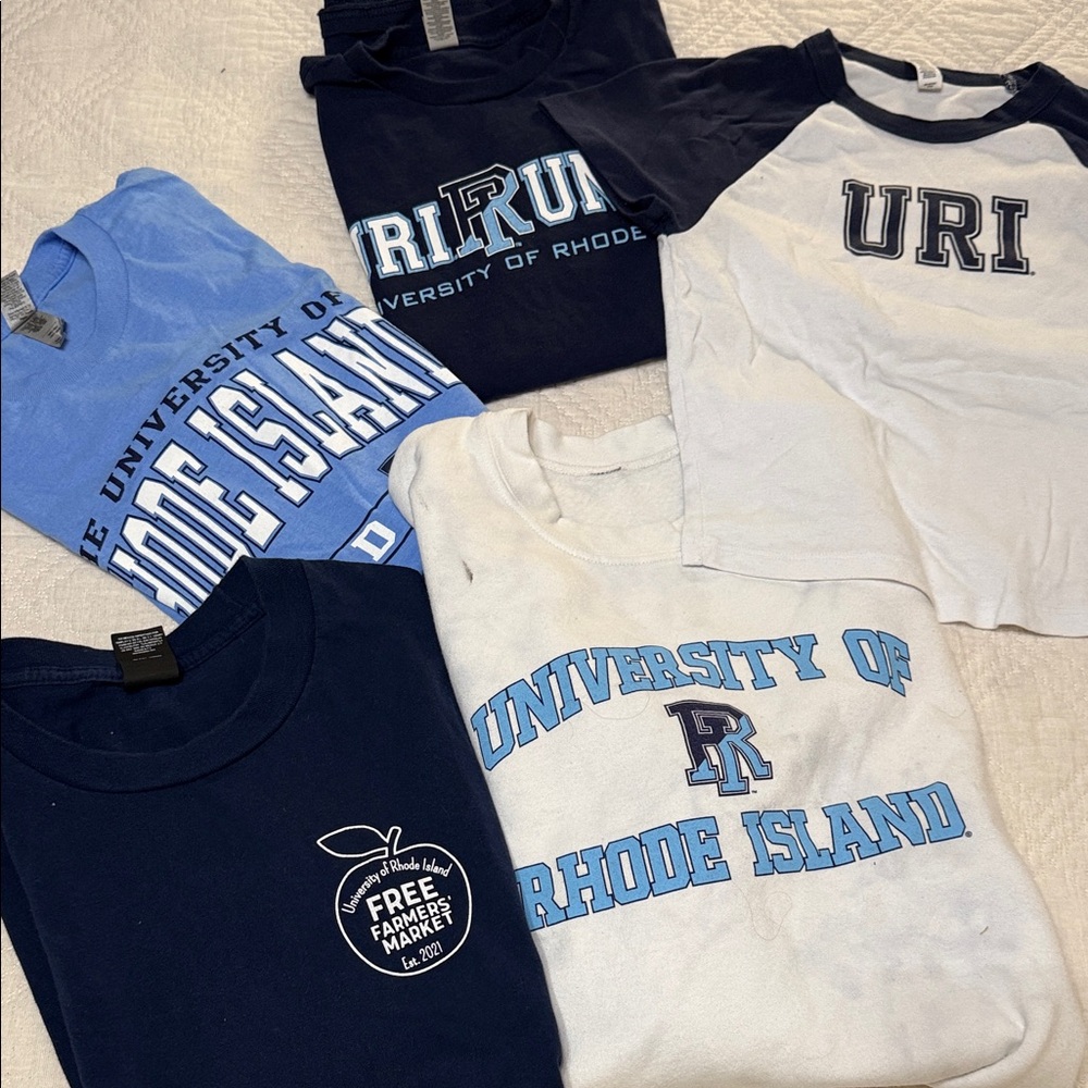 University of Rhode Island various T-Shirts and one sweatshirt - Blue and White